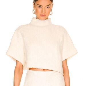 Revolve Aurela Mock Neck Pullover in White L'Academie Small